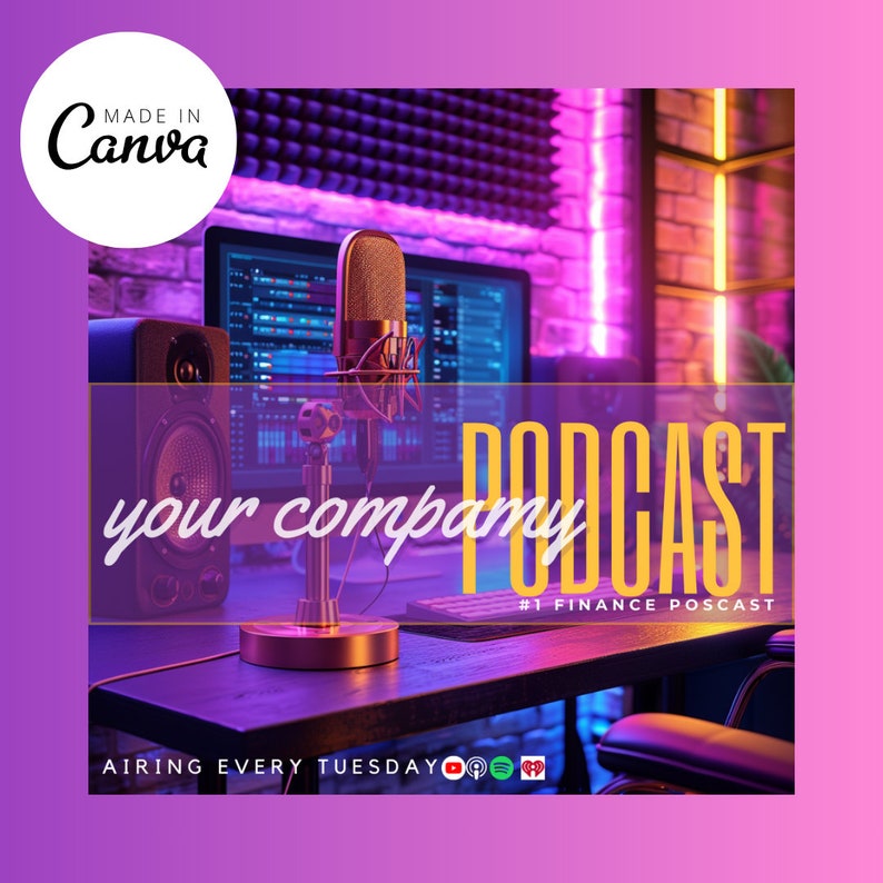 Podcast Social Media Post Template, Pink Podcast Flyer, DIY Template ...