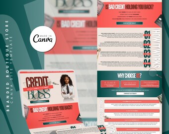 Credit Repair Canva Website, Credit Repair Website Template, Canva Template, Editable Canva Website Template, Credit Template,