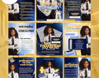 Tax Prep Flyer, Tax Flyers, Tax Time Flyers, Tax Informational Post, Tax Bundle Flyers, Tax Professional, Instant Download, Canva Template