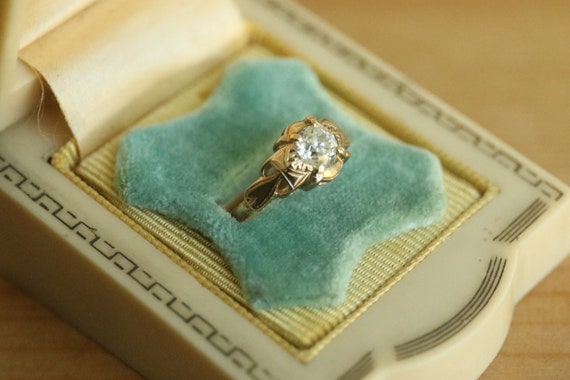 Art Deco Solitaire Diamond Ring with complete App… - image 1