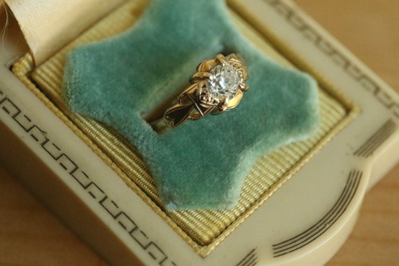 Art Deco Solitaire Diamond Ring with complete App… - image 2