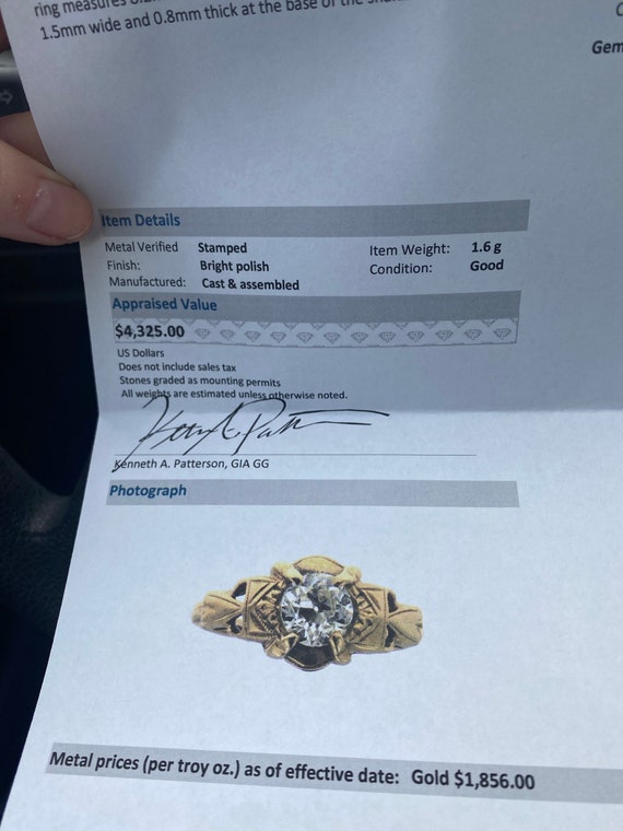 Art Deco Solitaire Diamond Ring with complete App… - image 8