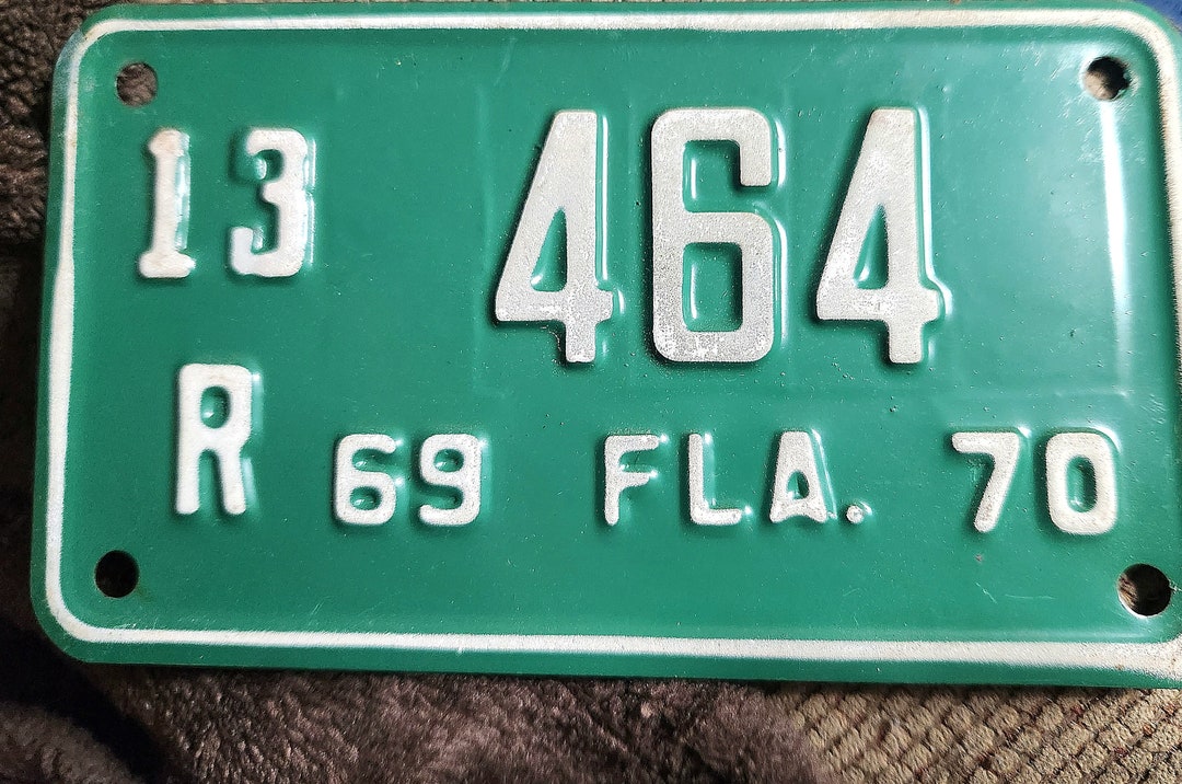 1969 1970 Vintage Florida Motorcycle License Plate Etsy