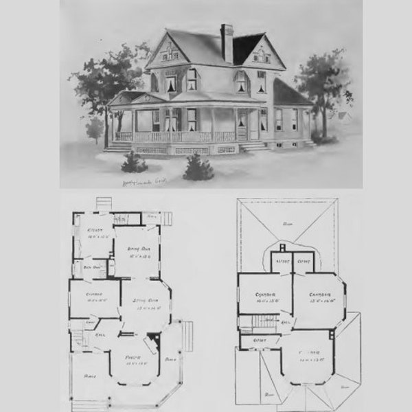 100 AMERICAN HOUSE PLANS - Blue Prints Floor Plans Elevations Roof Specifications - Printable - Instant Download or Read On Your Tablet