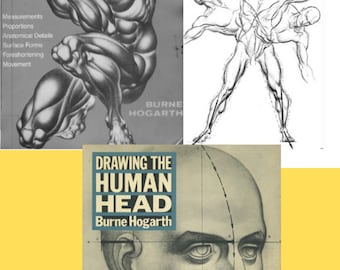 Collection of 3 Drawing Books - Drawing the Human Head - Dynamic Anatomy - Dynamic Figure Drawing - Printable or Read on Your iPad or Tablet