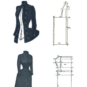 Victorian Dress Sewing Patterns Design Your Own Theatre Costumes - Ladies Wrap Street Costume Cutaway Jacket Tea Gown etc - Instant Download