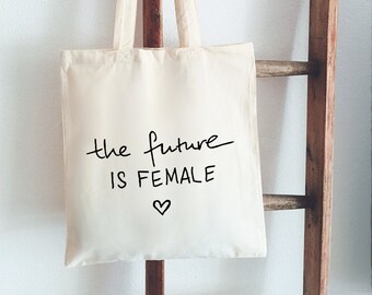 Sac en jute peint à la main, le futur est un sac féminin, sac en coton féerique