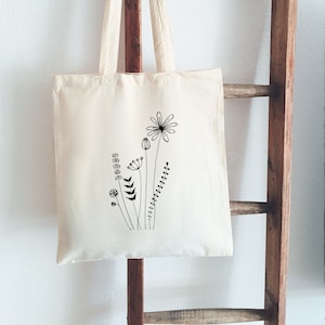 Jutebeutel Handbemalt Wildblumen Beutelfee Baumwolle Tasche Beutel