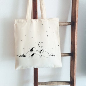Jutebeutel Handbemalt Berge Beutelfee Baumwolle Tasche Beutel