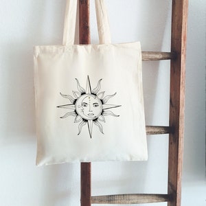 Jute Bag Hand Painted Sun Moon Bag Fairy Cotton Bag Bag