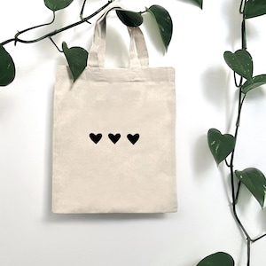 Sac en jute pour enfants, petits cœurs peints à la main, sac en coton féerique