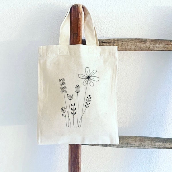 Jute Bag Children Hand Painted Wildflower Bag Fairy Cotton Bag Bag