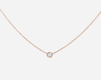 Bezel Set Diamond Necklace - Etsy