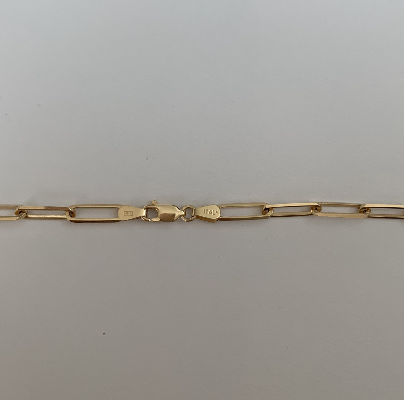 Solid Gold Paper Clip Bracelet Gold Link Chain Bracelet Etsy