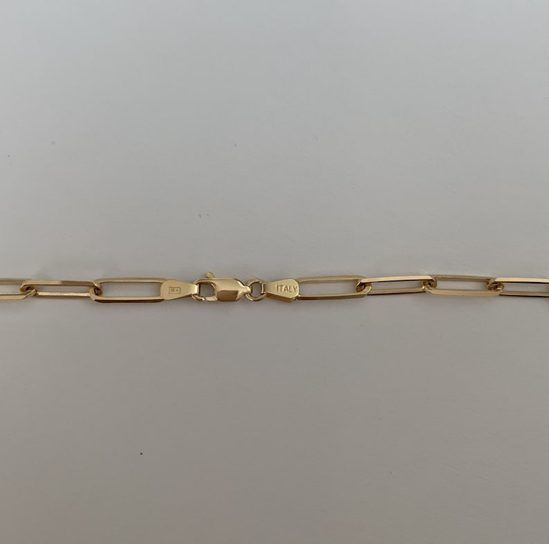 Solid White Gold Paper Clip Necklace Gold Box Chain Necklace Etsy