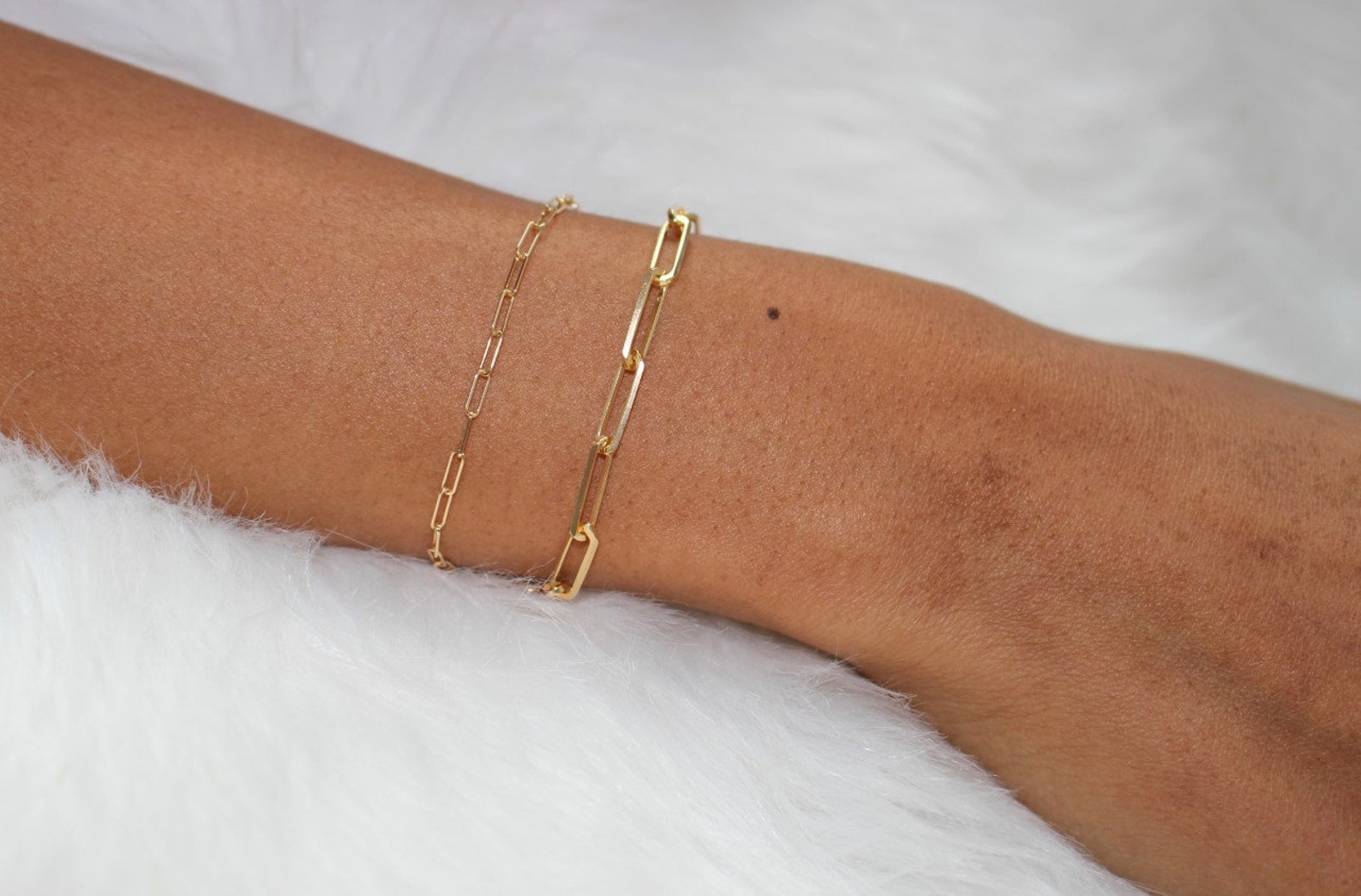 Solid Gold Paper Clip Bracelet Gold Box Chain Bracelet Solid Etsy