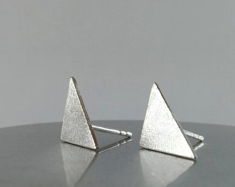 Sterling Silver Small Stud Earrings, Geometric Earrings, Triangle Earrings, Minimalist Earrings, Textured Silver Studs Earrings