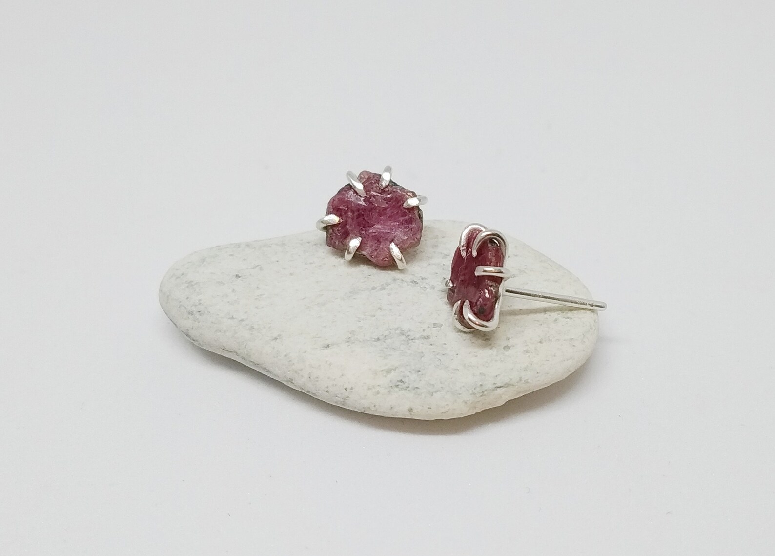 Raw Ruby Silver Studs Earrings Small Ruby Earrings for Women Etsy New