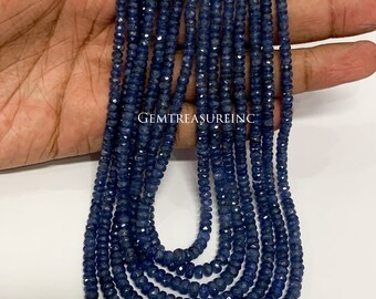 Sapphire Rondelles Faceted Rondelle Beads 5 mm To 5.5 mm Gemstone Beads 17.5 Inch Strand Blue Sapphire Beads
