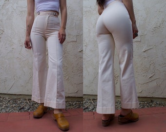 Vintage 70's Dittos High Waisted  Cream Bell Bottom Pants