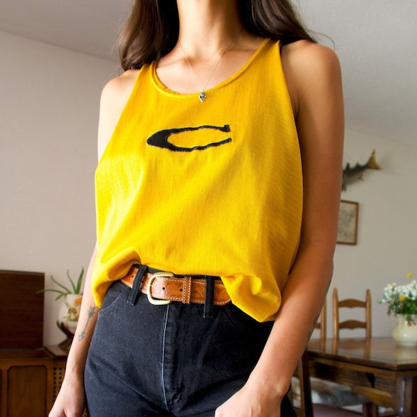 Vintage 50s 60s Rawlings Yellow Letter C Sports Jersey Tank Top