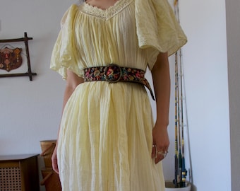 Vintage 70's Hawaiian Muumuu Yellow Dress