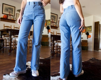 Vintage 70’s Blue Corduroy High Waisted Bell Bottom Pants sz 30-31