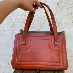Bolso de mano vintage de cuero JR USA de los años 70