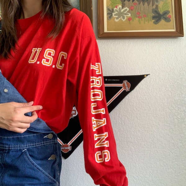 Vintage USC Trojans College Long Sleeve Single Stitch Shirt