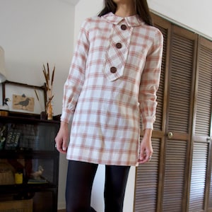 Vintage 60&#39;s Plaid Long Sleeve Mod Dress