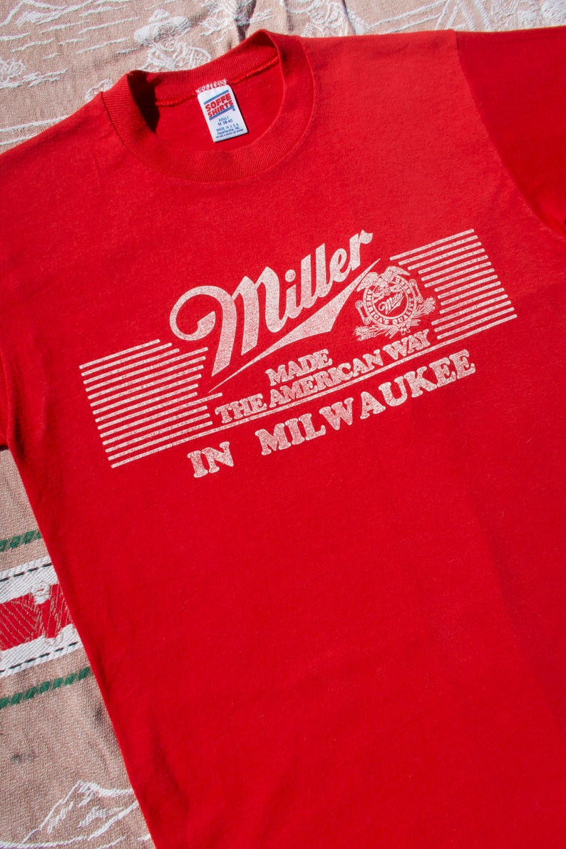 Vintage Soffe Shirts Miller Beer Graphic Single Stitch T-shirt image 7