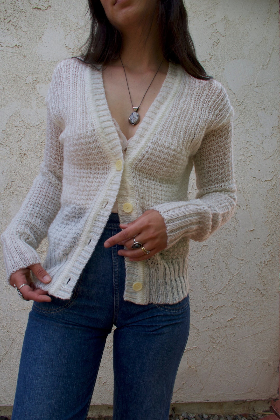 Vintage 70's Kmart Knitted Buttondown Cardigan Etsy