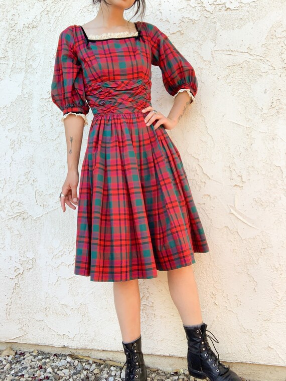 Vintage 50's Candy Jones California Red Plaid Midi