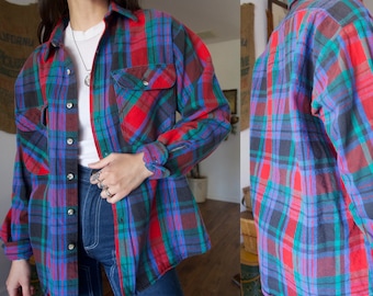 Vintage 80's Private Property Plaid Cotton Button-up Flannel