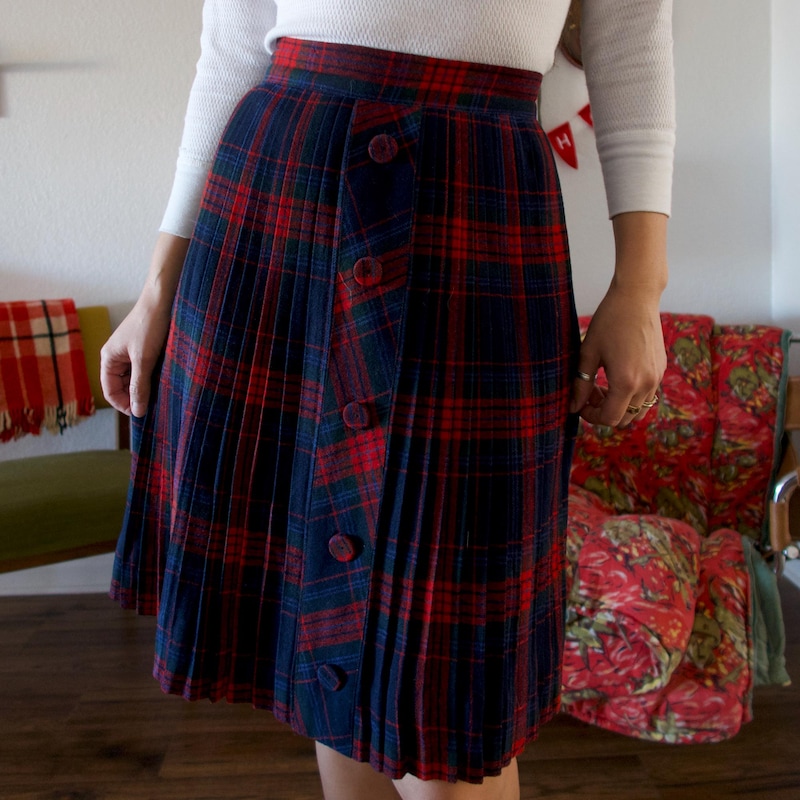 Wool Tropical Pleated Skirt