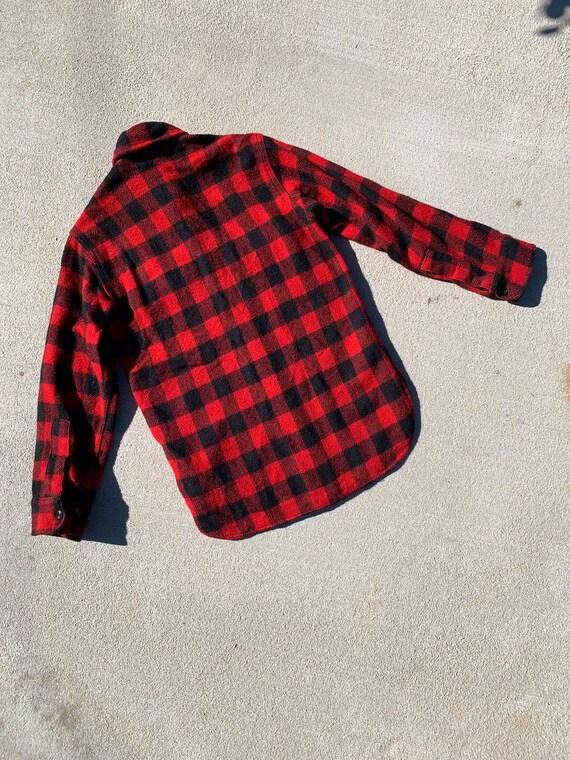 Vintage Woolrich Wool Buffalo Plaid Button-up Fla… - image 6