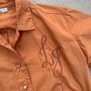 Vintage 50s Miss Pat California Sanforized Rust Colored Embroidered Monogram Initial Button-up Blouse image 8