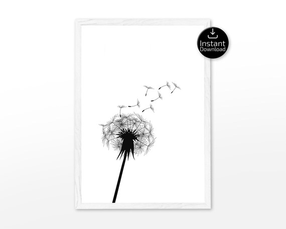 Dandelion Printable Art Dandelion Wall Art Dandelion Print | Etsy