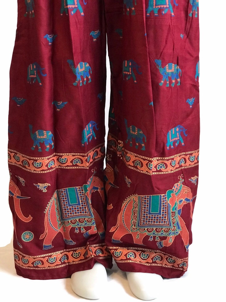 Vintage Women/'s Palazzo PantsBoho PantsElephant PantsGypsy PantsBurgundy Hippie Pants