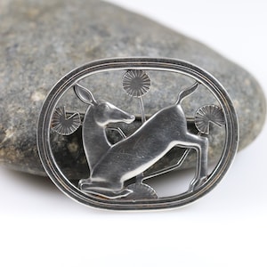 Vintage Georg Jensen Sterling Silver Deer Pin: Arno Malinowski Art Deco Brooch