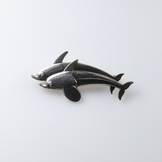 Georg Jensen Twin Dolphins Brooch | Vintage Sterl… - image 2
