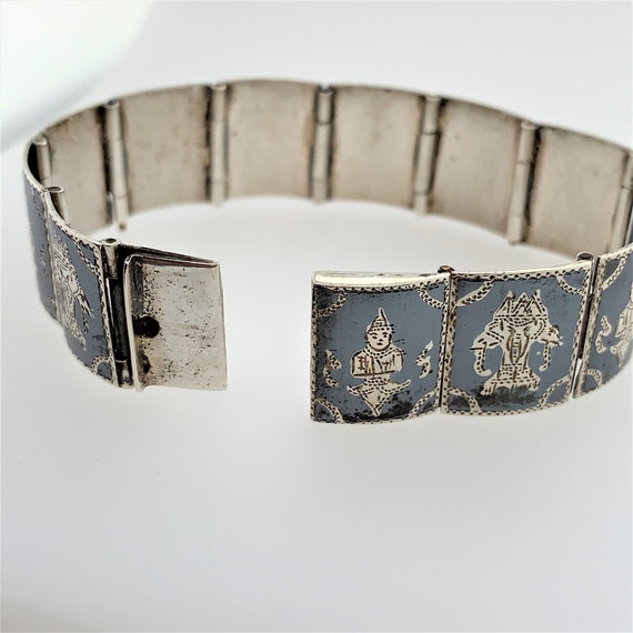 Siam Niello Panel Bracelet |  Vintage Sterling Si… - image 4