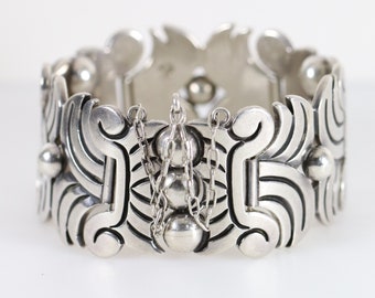 Taxco Hector Aguilar Aztec Panel Bracelet | Vintage Sterling