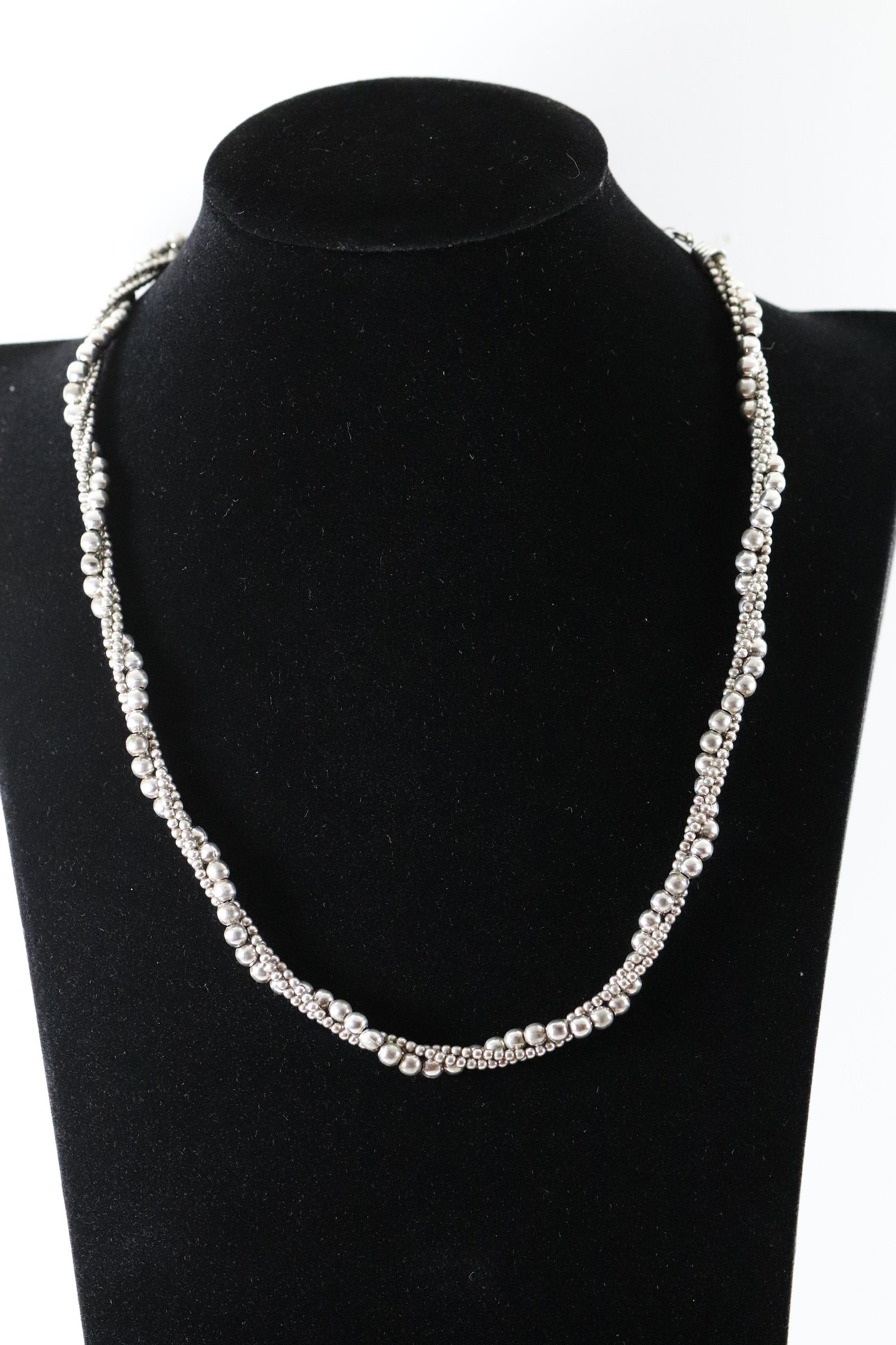 Twisted Bead Necklace Vintage Sterling Silver 185 Etsy
