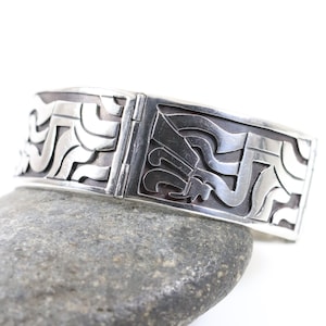 Taxco Aztec Motif Link Bracelet | Vintage Sterling Silver | Beto Mid Century Mexican Silver