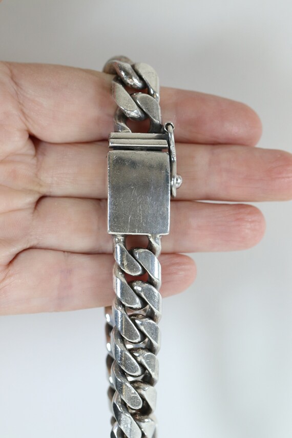 Heavy Cuban Curb Chain Bracelet | Vintage Sterlin… - image 8