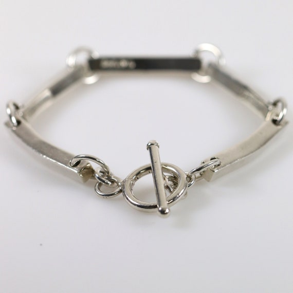 Modern Solid Toggle Bracelet | Vintage Sterling S… - image 5