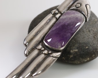 William Spratling Amethyst Lorenzo Brooch | Vintage Sterling Silver | Taxco Mid-Century Mexico