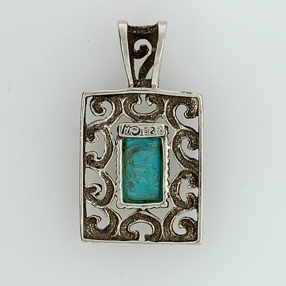 Ornate Turquoise Necklace Pendant | Vintage Sterl… - image 9