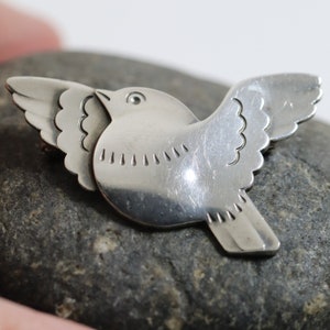 George Jensen Bird Brooch #320 | Vintage Sterling Silver | Chubby Flying Bird Pin
